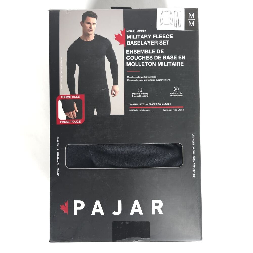 PAJAR New Men's Military Fleece Baselayer Set MEDIUM Black Thermal Top Pants